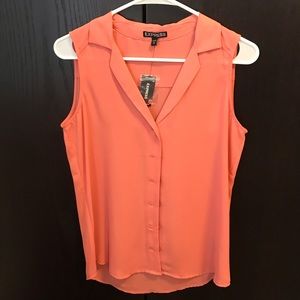Express Sleeveless Button-down Blouse